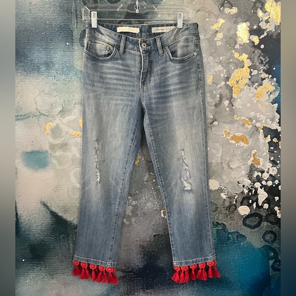 Pilcro & the Letterpress | Slim boyfriend Jean with beaded tassles - Picture 6 of 11